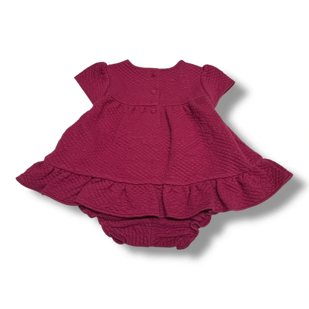 Janie and Jack‎ Kids Berry Pink Quilted Ruffle Dress and Bloomer Set 6-12 Months
